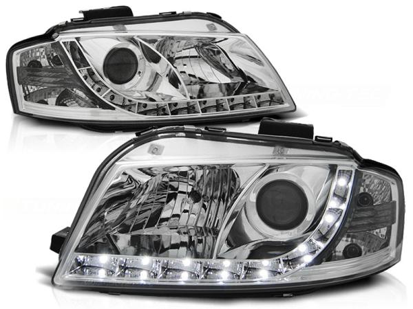 LED Tagfahrlicht-Design Scheinwerfer für Audi A3 8P 04-08 chrom